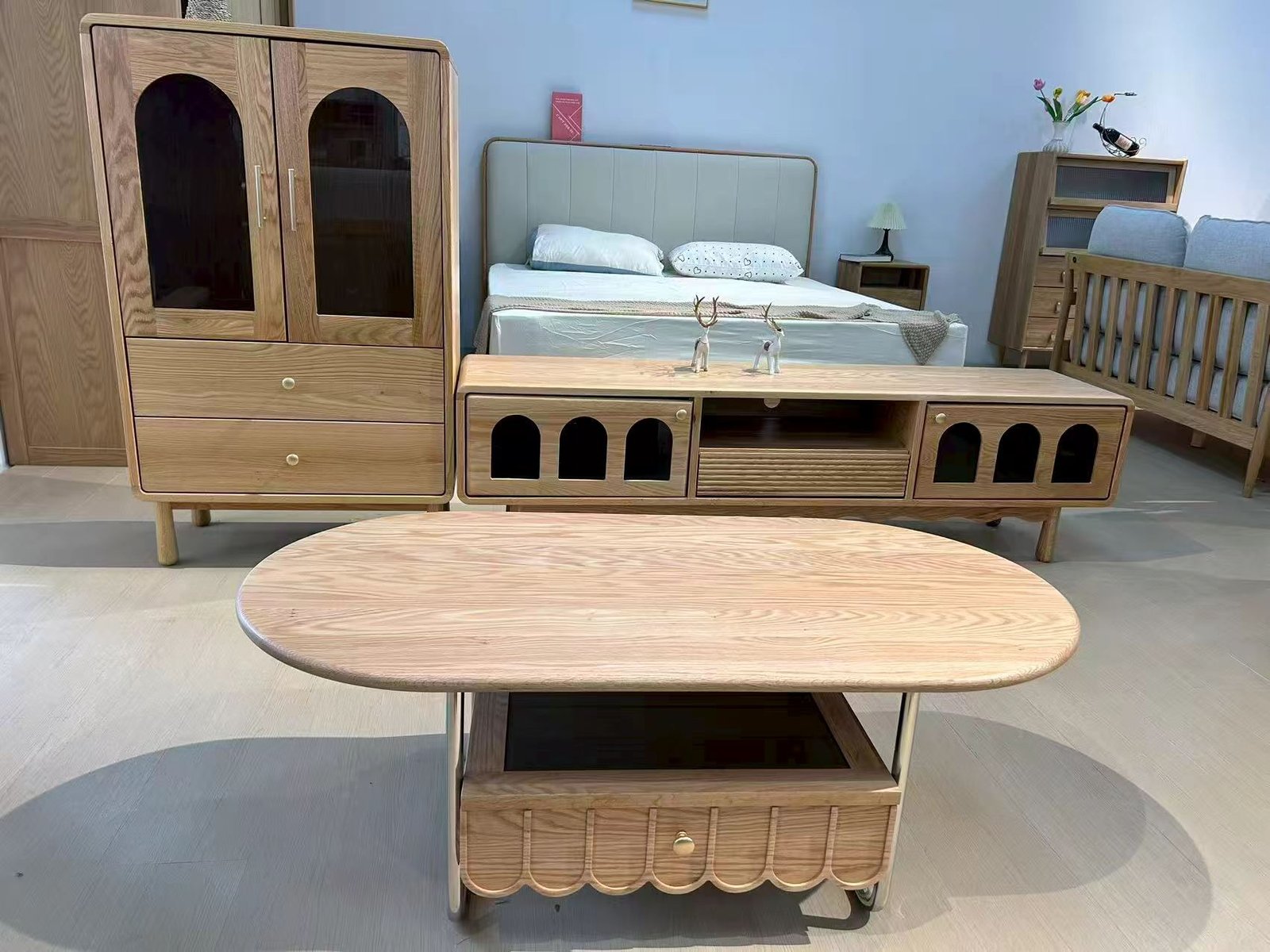 Solid wood entertainment center display